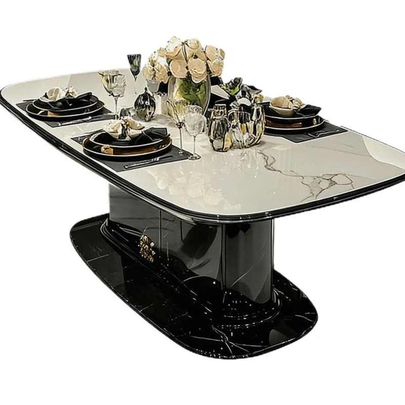 CX light luxury high sense large apartment villa flat floor living room family rectangular dining table
