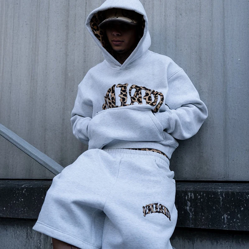 

Autumn And Winter Street Wear Two-piece 2025 Men's Zipper Leopard Embroidered Sweatshirt Y2K Hip Hop Street Casual Hoodie
