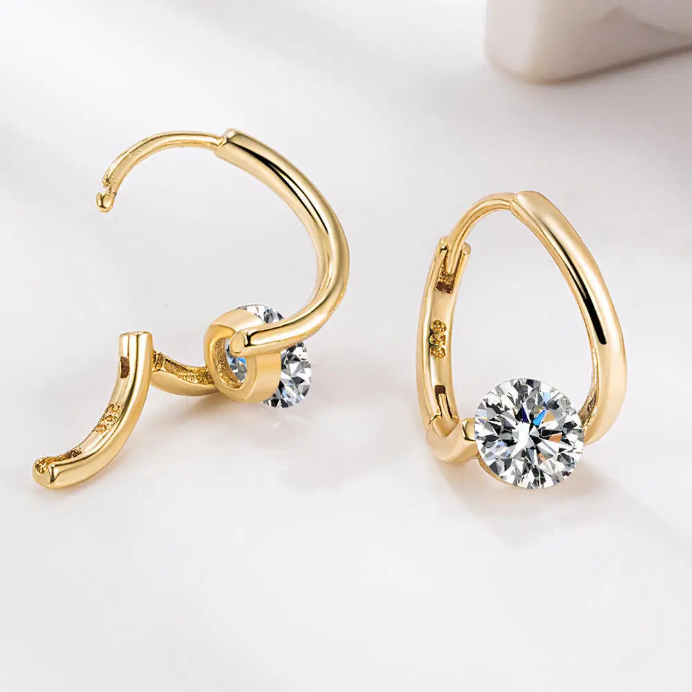 Wholesale V Shape Round Brilliant Cut Moissanite Earrings 925 Sterling Silver Moissanite Hoop Earrings For Women