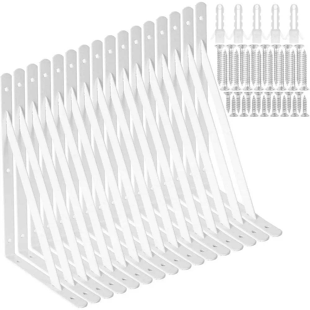 

Набор из 16 кронштейнов для полок, 12 дюймов, усиленные, прямоугольные, стальные, для подвесных металлических полок, W