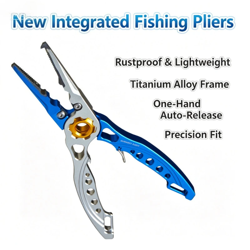New Aluminum Alloy Multifunctional Fishing Pliers High‑Precision Integrated Line‑Cutting Split‑Ring Tool for Saltwater Use