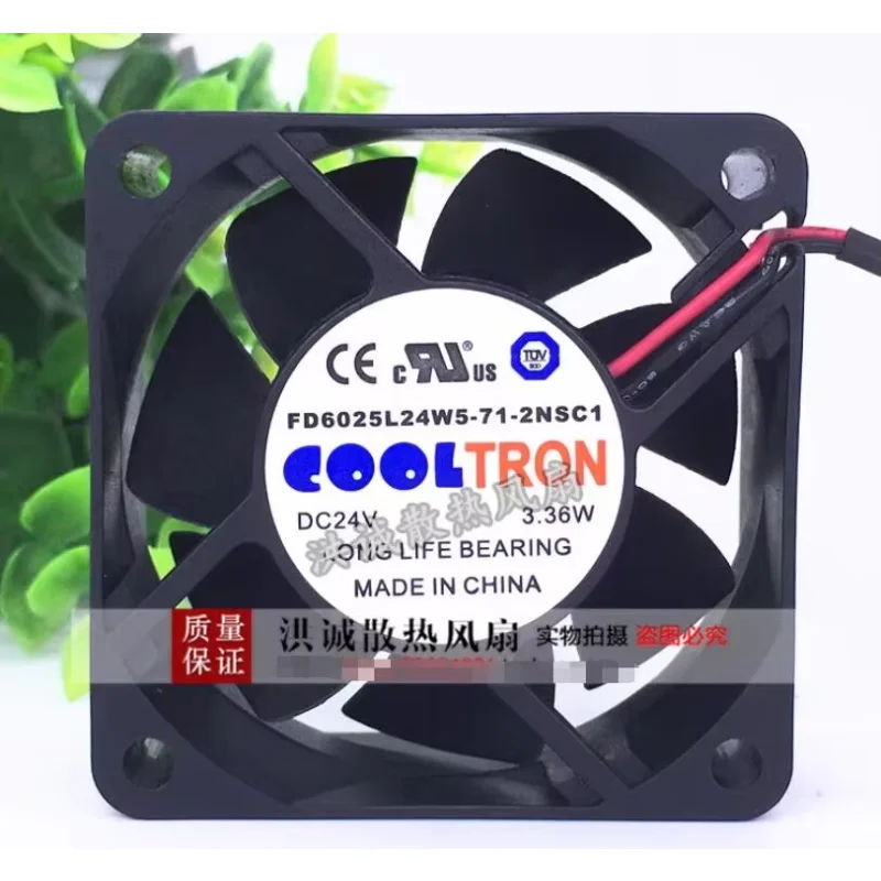 

COOLTRON FD6025L24W5-71-2NSC1 DC 24V 3.36W 60x60x25mm 2-Wire Server Cooling Fan