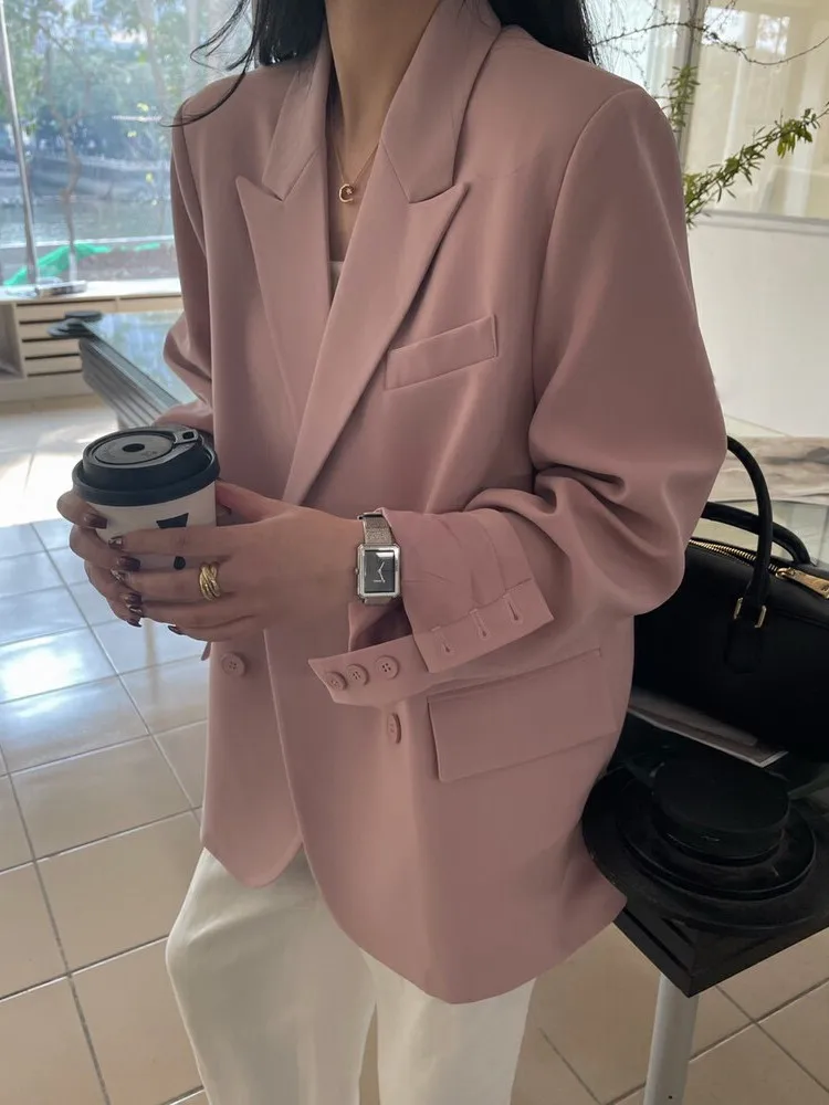 

Korean Fashion Women Casual Blazer Jackets Spring Summer Long Sleeve Elegant Chic Solid Business Coat Female Clothes New