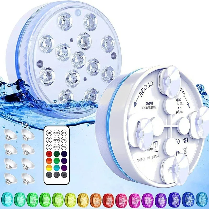 

Updated IP68 RGB Submersible 13LED Underwater Light with Remote Control Underwater Pool RGB Light for Pond/Pool/Aquarium