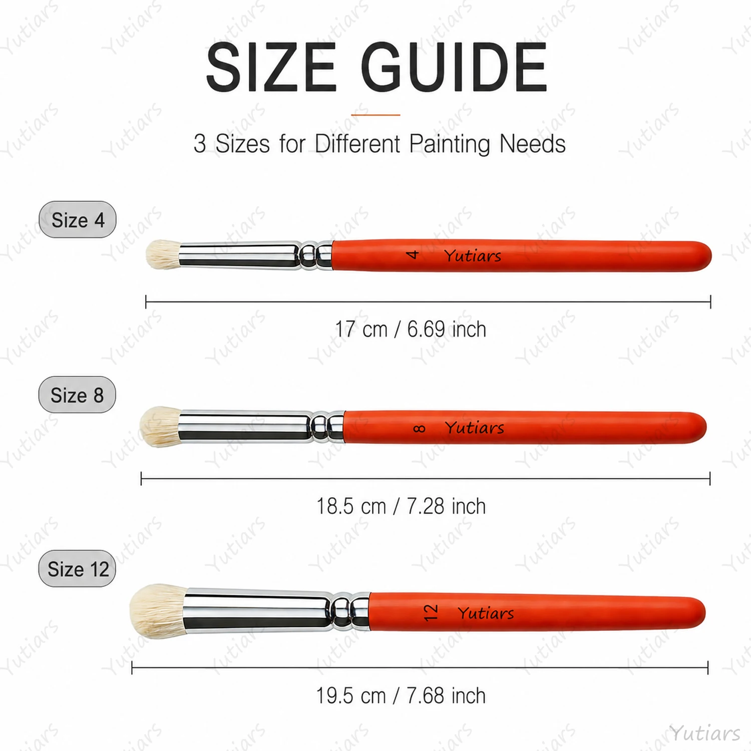 4PCS Wool Paint Brush Set Soft Round Mop Brushes Sizes 4 8 12 for Watercolor Gouache Acrylic Painting Art Craft DIY Supplies