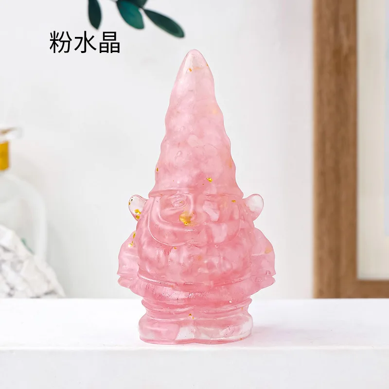 Natural Crystal Amethyst Gravel Gumming Resin Gnome Christmas Faceless Elf Decorative Gift Desktop Storage Household Supplies