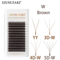 XIUSUZAKI marrón en forma de W 2D 3D 4D 5D YY pestañas floración automática ventiladores prefabricados extensiones de pestañas pestañas individuales