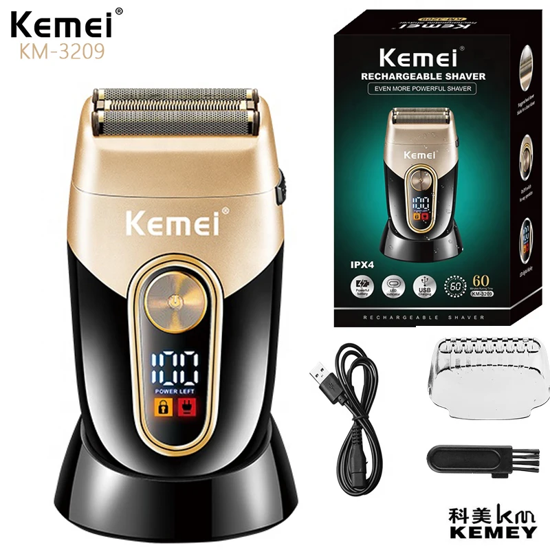 Kemei KM-3209 Beard Shaver Electric Shaver Men Electric Razor Floating Hair Trimmer Face Care Shaving Machine Beard Trimmer