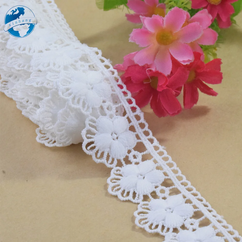 3cm White Polyester Lace Embroidery French Ribbon Fabric Guipure Diy Trims Warp Knitting Sewing Accessories Doll Dress#4343