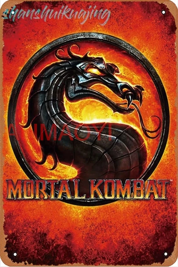Mortal Kombat 8x12 Vintage Retro Funny Beer Signs, Man Cave, Bar, BBQ, Garage, Cafe, Restaurant Wall Art Decor Metal Tin Si sign