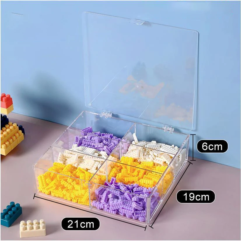Clear Organizer Box Storage Container with Divider for Lego bricks,Toy Accessories,Jewelry,Bead ,DIY Craft, Fishing Tackle,Screw