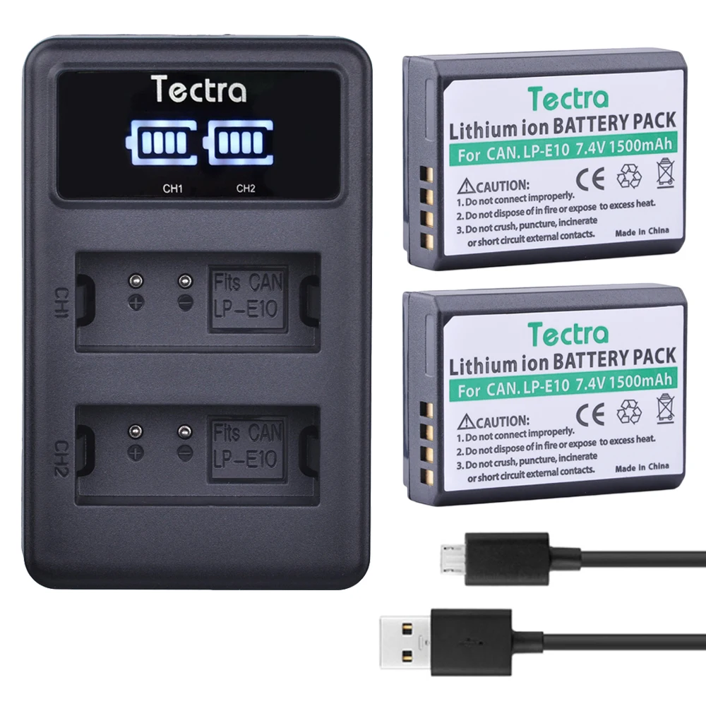 

LP-E10 Battery&LED Charger for Canon EOS 1100D 1200D 1300D 1500D 4000D Rebel T3 T5 T6 T7 T100 Kiss X50 X70 X80 X90