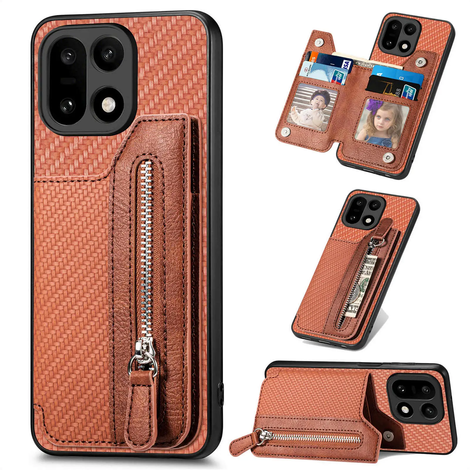 For OnePlus 15 oneplus15 Case Luxury Magnetic Zipper Wallet With Card Holder Flip Shockproof Protection Back Cover Accessories