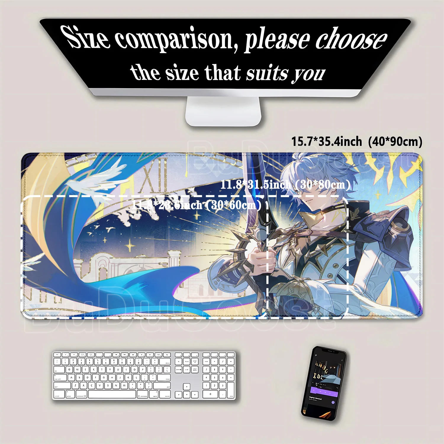 Alas Mouse Anime Game Honkai Star Rail Phainon Karpet Pc Cetak HD Alas Mouse Laptop Keyboard Aksesori Kantor Alas Meja Overlock