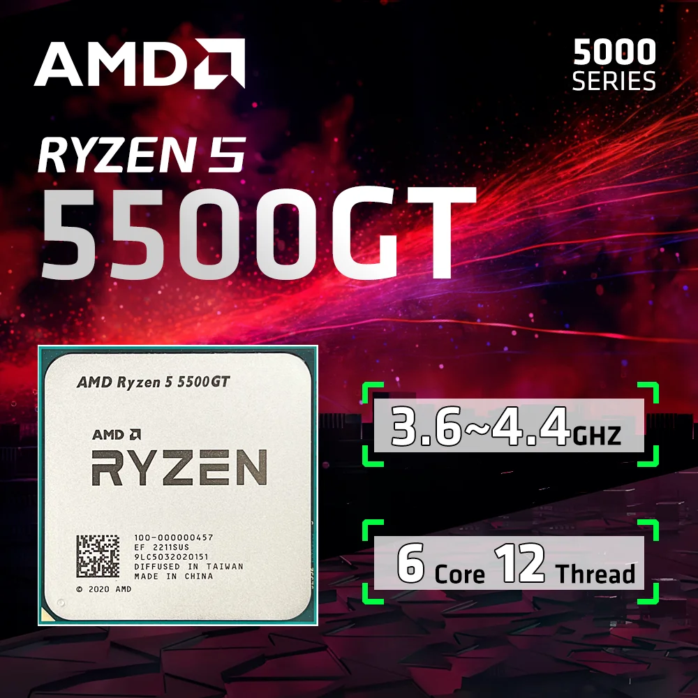 new AMD Ryzen 5 5500GT NEW R5 5500GT 3.9GHz Six-Core Twelve-Thread 65W L3=16M 1 Socket AM4 CPU Gaming Processo but no fan