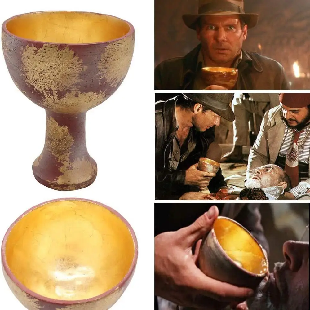 Indiana Jones Holy Grail Cup Props Vintage Trophy Resin Crafts Decorations Halloween Carnival Cosplay Costume Accessories