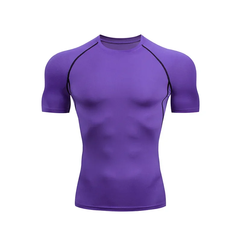 Esportes masculinos Primeira Camada Roupas de Compressão Masculino Camiseta de Manga Curta, Treinamento Muscular Apertado, Ginásio Correndo Camisetas, Sob Camada