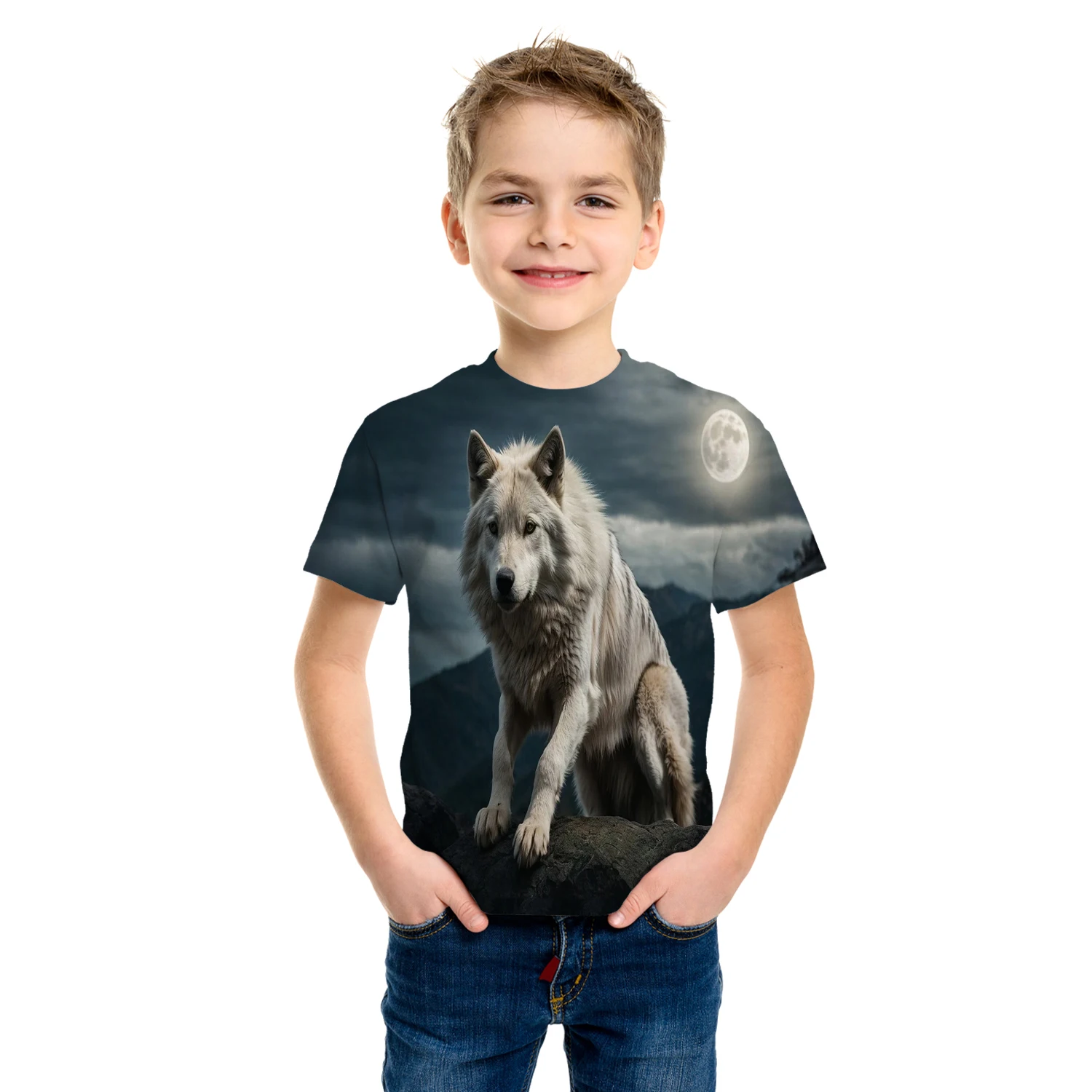 Fashion Cool Animals Racing Cars Boys T Shirt Summer Casual Lightweight Comfy Short Sleeve Tees Tops Kids Clothes Girl 2 To 8 Y