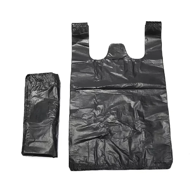 100PCS Black Thickened Plastic Vest Bags - Supermarket Shopping Bags for Takeaway Kitchen Garbage Storage Packing Storage Bag 2