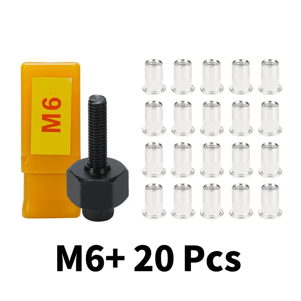21pcs Hand Rivet Nut Gun Stainless Nuts Set Riveter Tool M3 M4 M5 M6 M8 M10 For Rivet Nut Gun Riveting Riveter Tool
