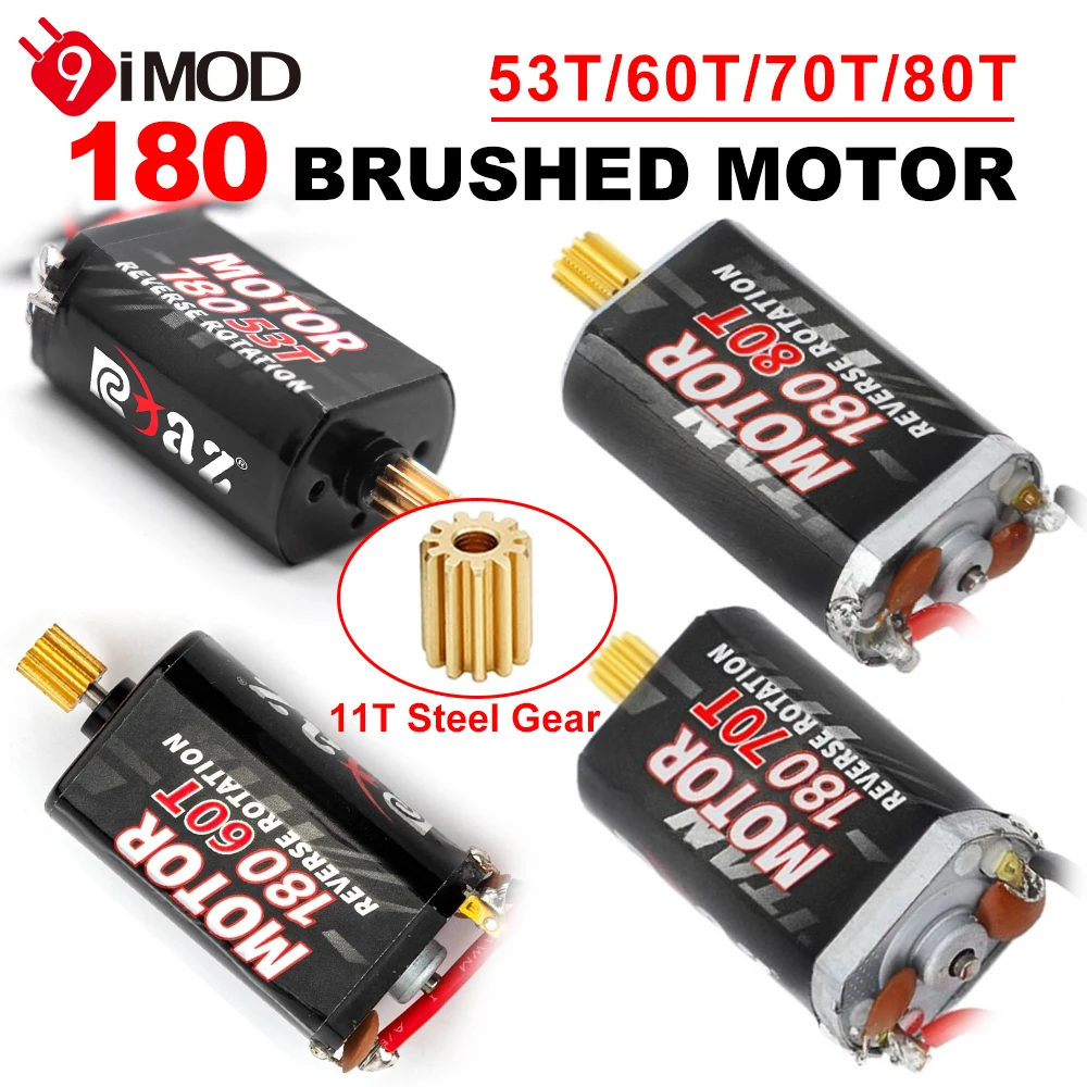 9IMOD 180 Motor cepillado 53T 60T 70T 80T con engranaje de Motor de piñón 11T para 1/18 RC Crawler Monster Traxxas Climb TRX4M piezas de mejora