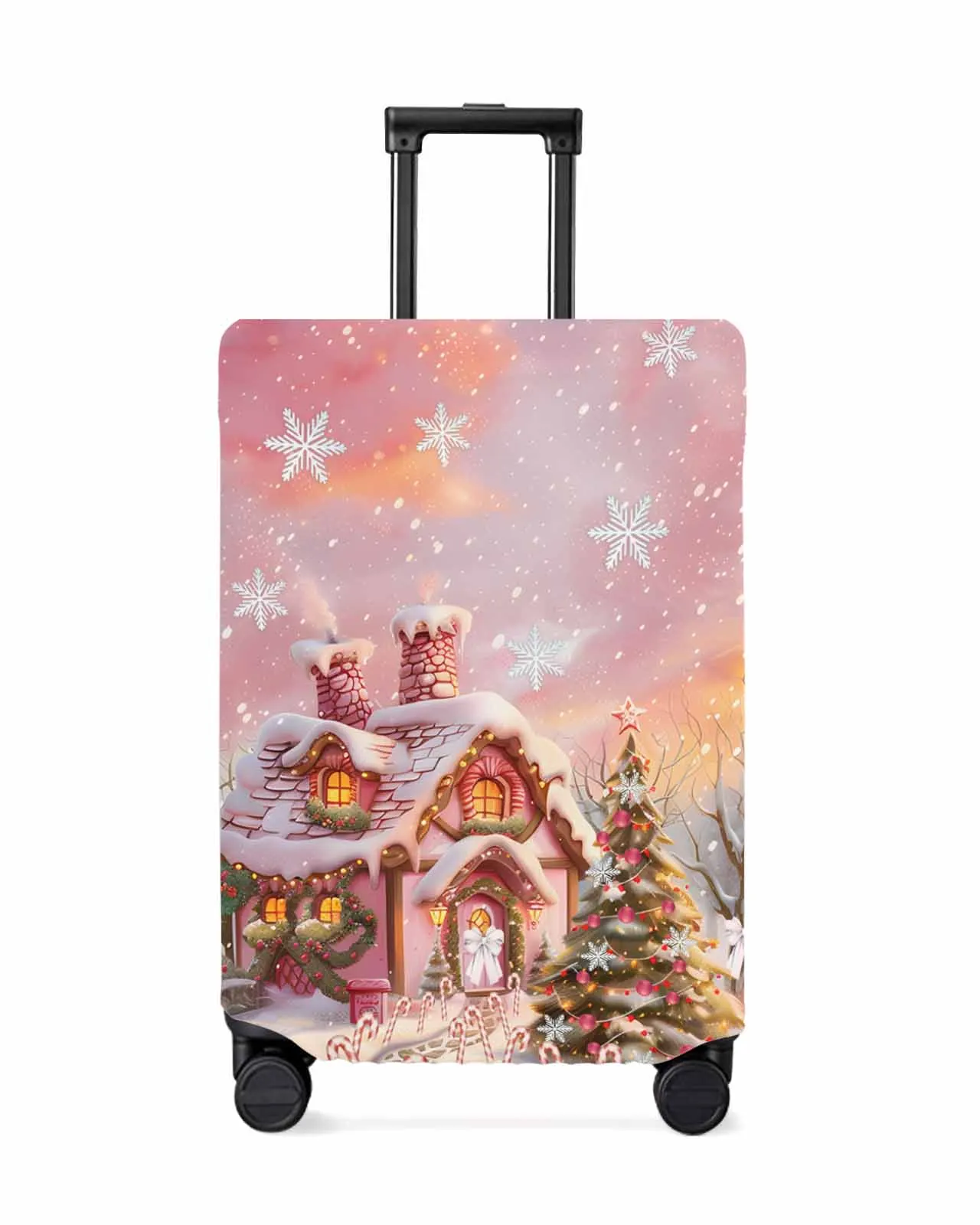 Christmas Candy House Snow View Countryside Protective Cover For Travel Accessories Suitcase Elastic Dust Case Protect Sleeve