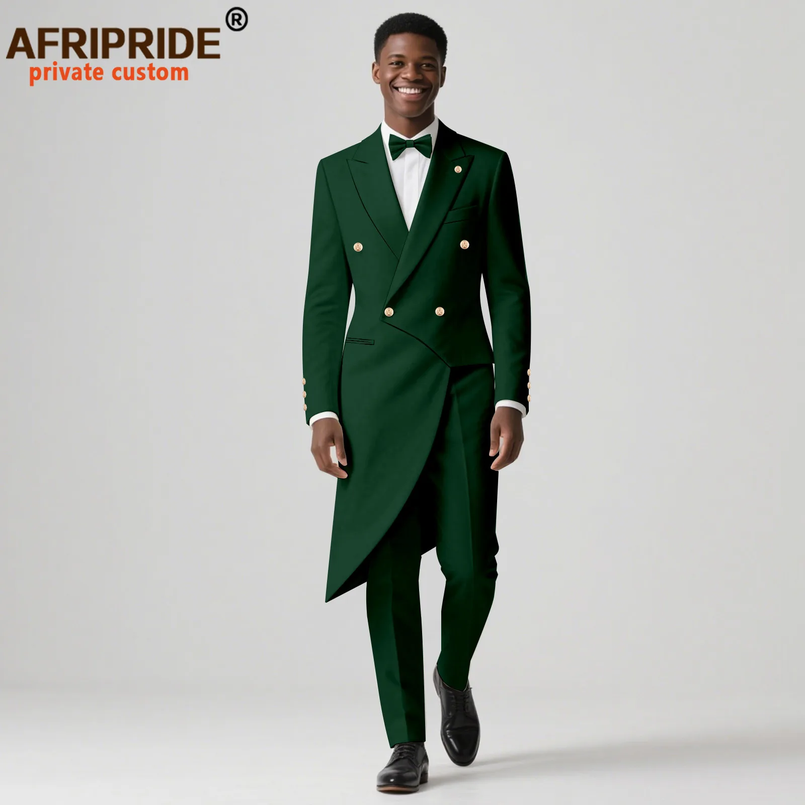 Men`s Bussiness Suits Slim Fit Double Breasted Long Tuxedo and Trousers 2 Piece Set African Clothes for Wedding 2516077