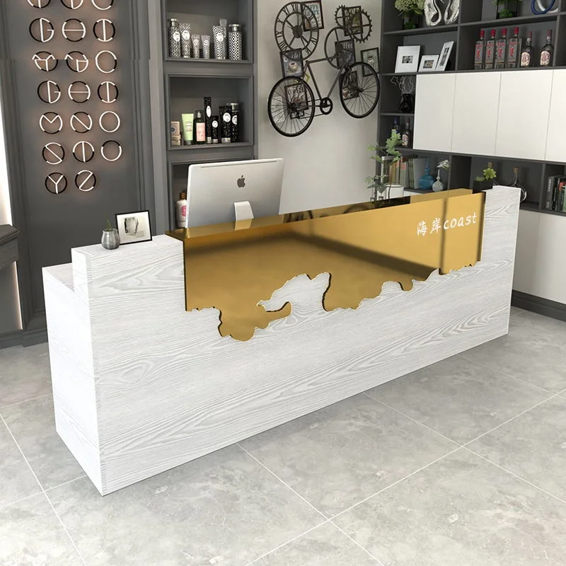 custom.Hot Selling Simple Clothing Wooden Shop Cash Counter Design Furniture Store Equipment Supermarket Cashier Table Checkout