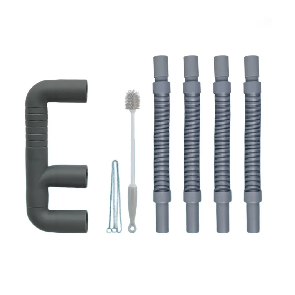 Collapsible RV Wastewater Hose Kit Includes Dual Outlet Adapter and Cleaning Brush for Maintenance Ready Setup