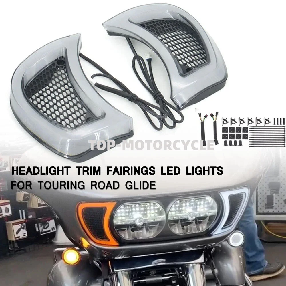 

Motorcycle Smoke White Tracer Headlight Turn Signal Runnin LED Indicator Light For Harley Road Glide FLTRXS Motorcycle 2015-2023