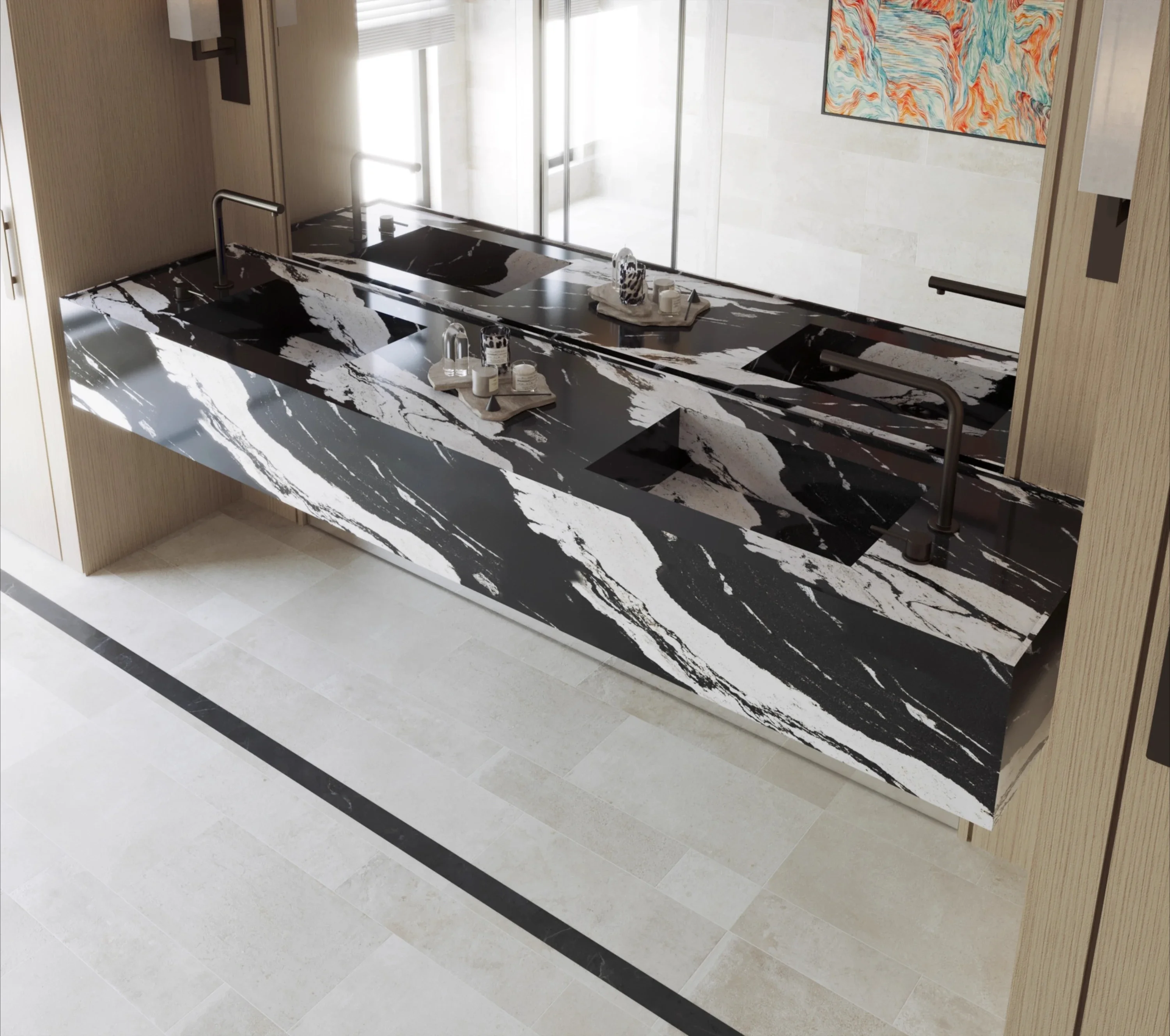 Four Seasons Pink Marble Light Luxury Undercounter Basin Hand Wash Basin Rock Slate Art Wash Table