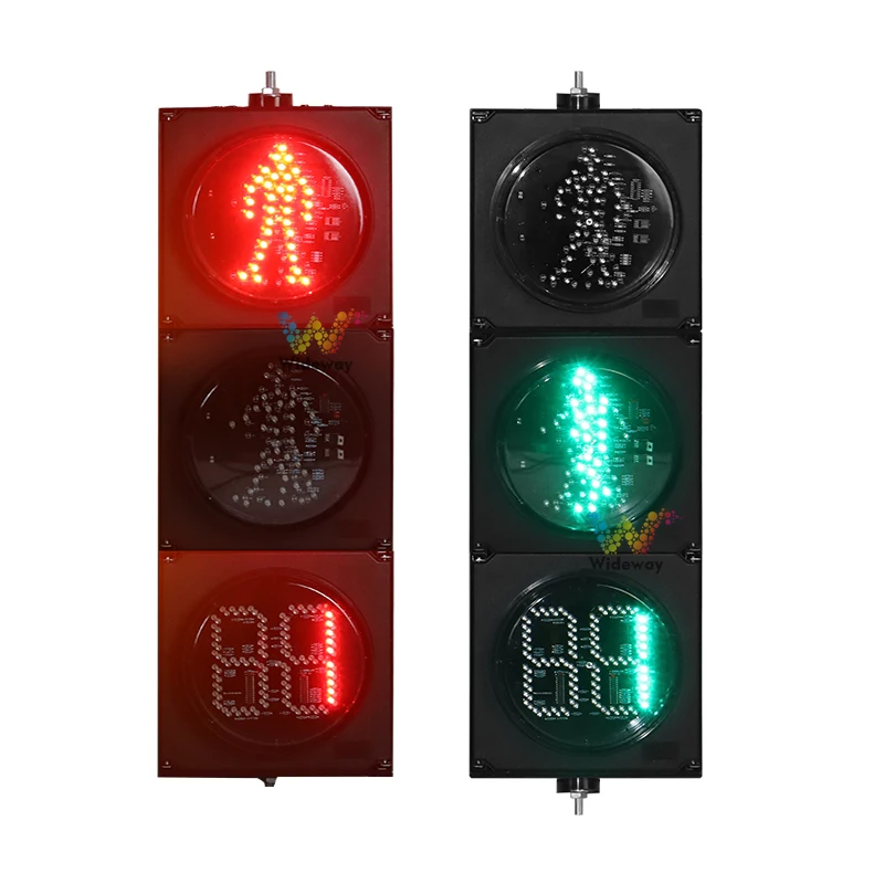 200mm 8 Inch 3 Aspects red & Dynamic Green Pedestrian with double countdown PC Housing Road Safety LED Traffic Light