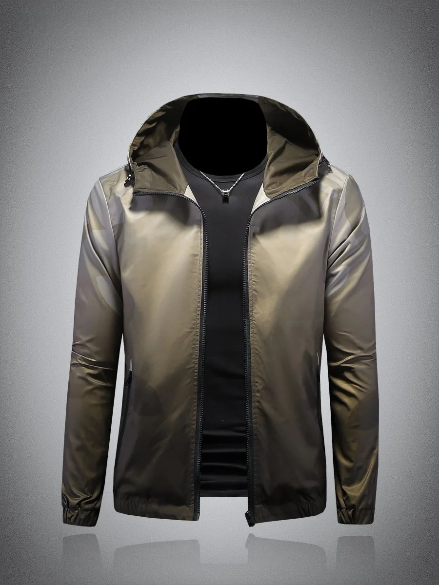 

Faionable adient Print Hoodie Jaet Youthful Spring Autumn Men's Clothing Sli Top Polyester Fabric Slim Fit Design