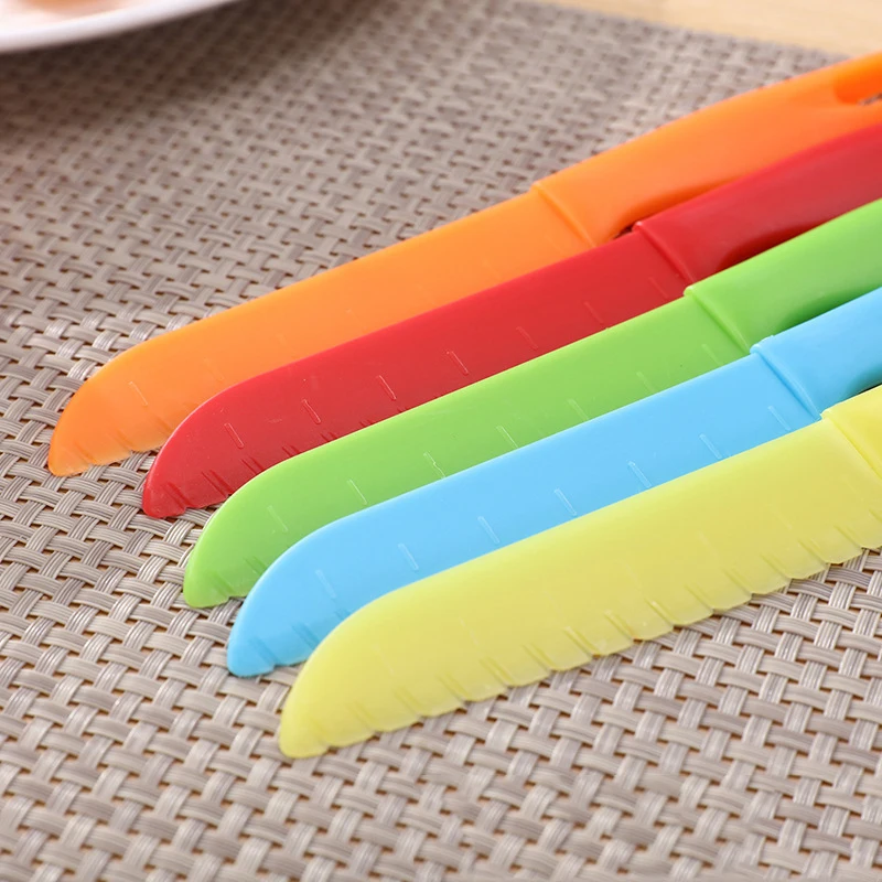 Plastic Fruit Serrated Knife 1pcs Kids Knife Kitchen Chef Bread Lettuce Toddler Cooking Paring Knives Children\'s Knife For Kids