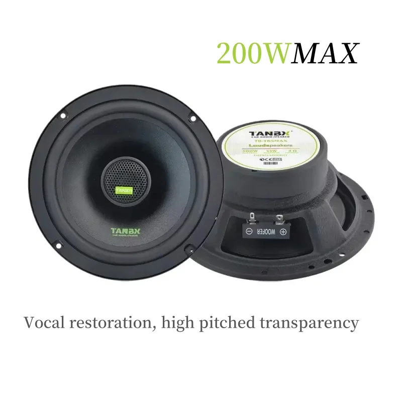 1Pair 6.5inch Car Speakers RMS 55W Coaxial Speaker Max 200W 2-way High-power Active Auto Speaker with Tweeter Audio System