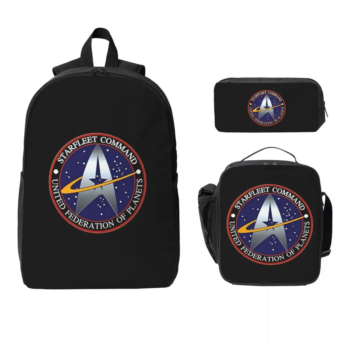 Star Treks Science Fiction TV Series Backpack BookBag School Bag Laptop Shoulder Bags 3ps Insulated Lunch Bag Pencil Case