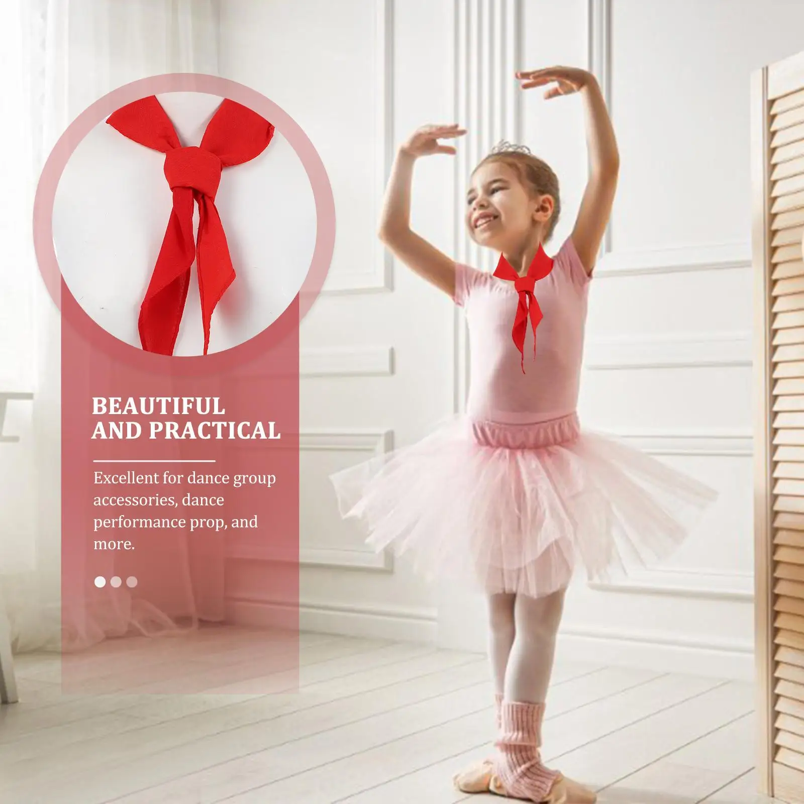 2 Pcs Red Scarf Kids Dancing Prop Fourth Edition Scarfs For Triangle Cloth Neck Choker Scarf Kids Dance Accessories Lightweight