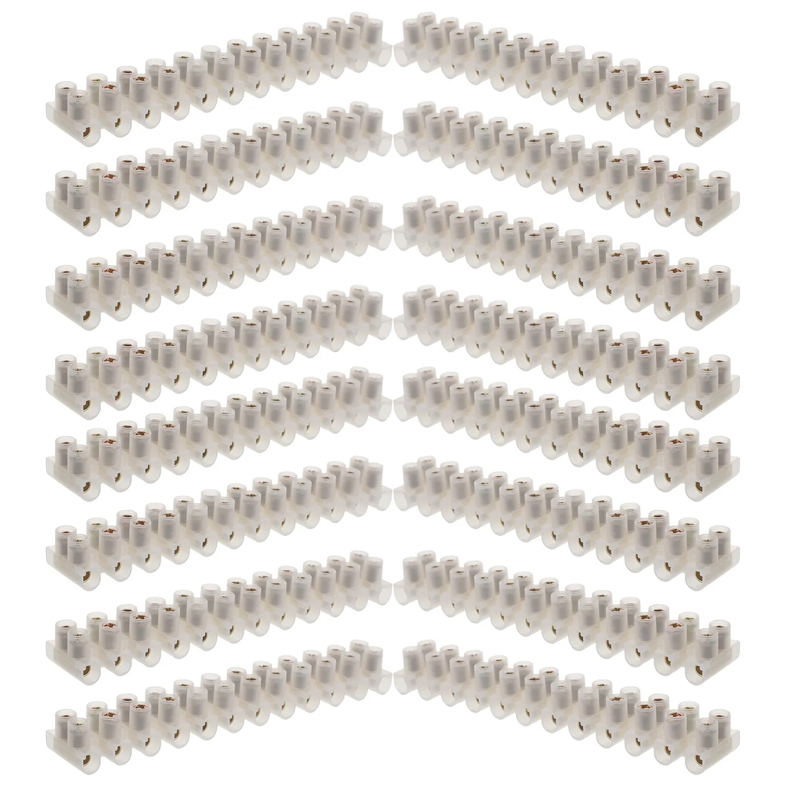 20 Pcs Electrical Connectors 12-position Terminal Strip Barrier Dual Row Cable Block White Screw Terminals