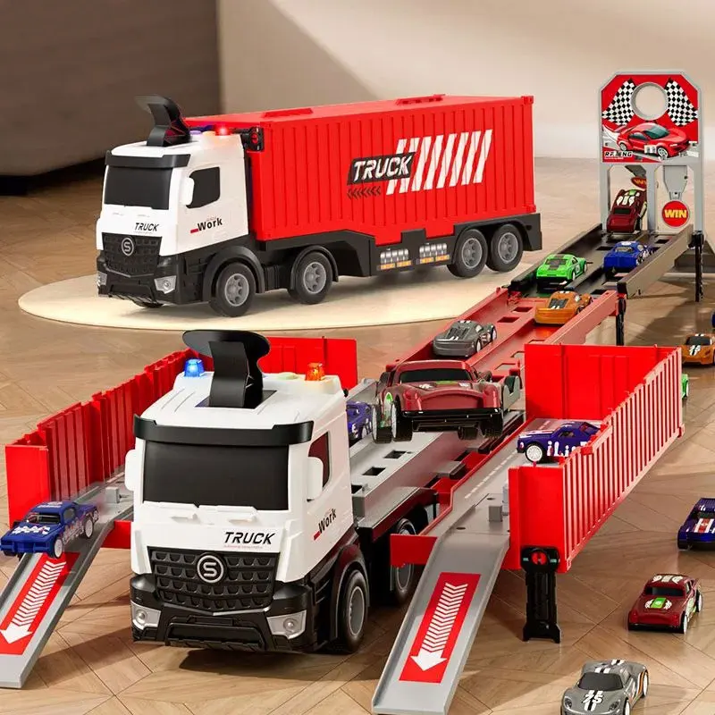 Children's Puzzle Alloy Storage Container Engineering Truck Deformation Large Truck Track Ejection Car Boys Toy 3-6 Years OAld