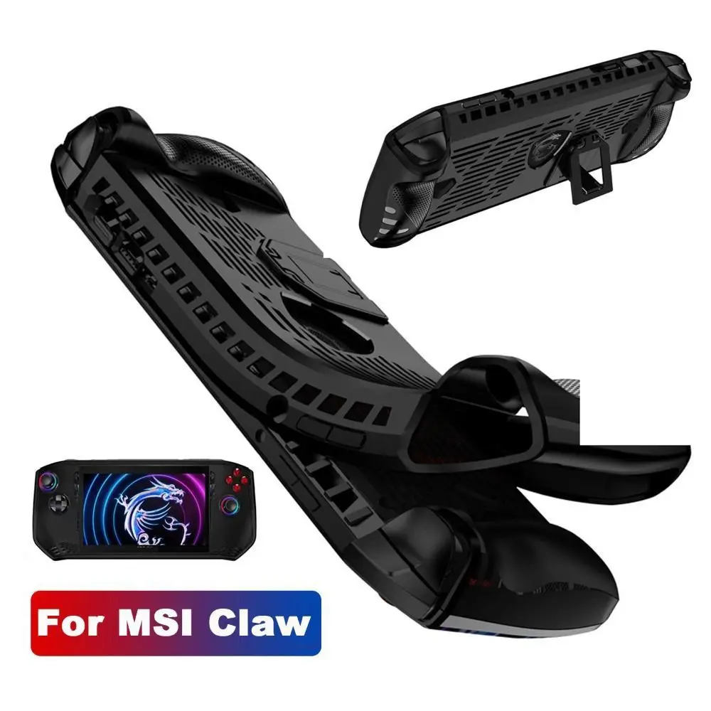 

For MSI Claw A1M Handheld Console Case Soft TPU Protective Shell Shockproof Back Cover with Kickstand Game Accessories