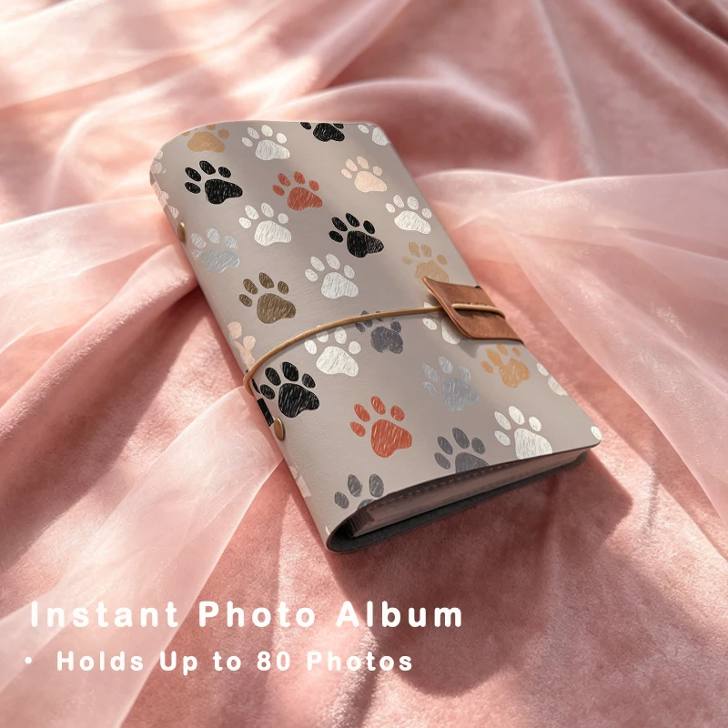 Cute Dog Photo Album 80 Pockets 3 Inch Polaroid Picture Storage Book Pet Family Travel Wedding Baby Memory Keepsake Holiday Gift