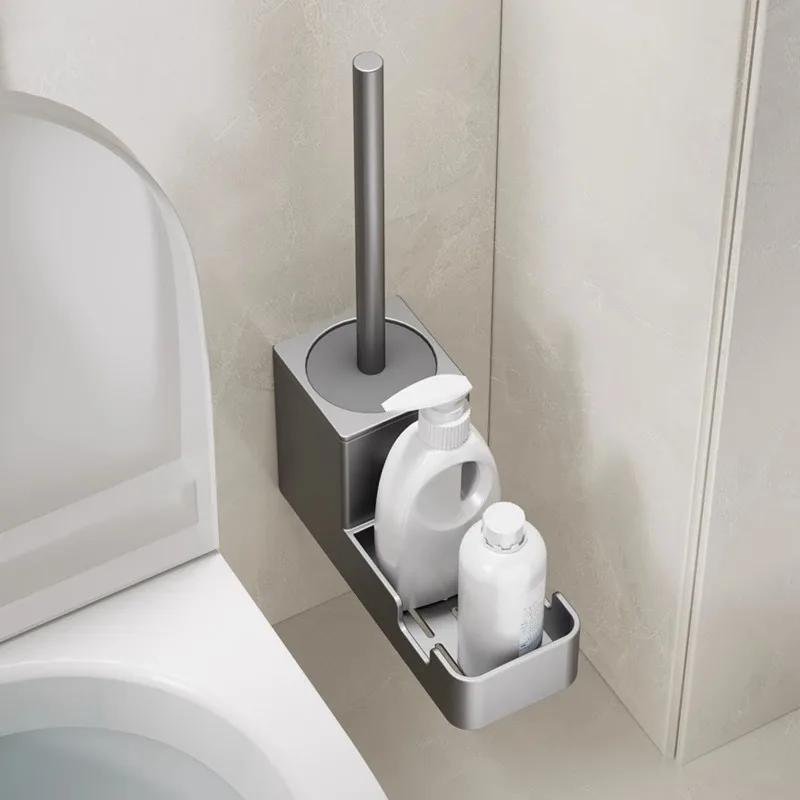 New style Toilet Brush Holder Wall Mounted Bathroom Cleaning Brush Toilet Brushes For Cleaning Storage Space Aluminum