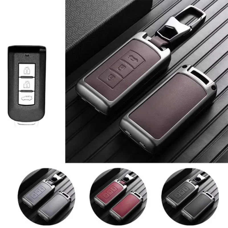 

A+ Zinc Alloy Leather Car Key Fob Case Cover For Mitsubishi Outlander Lancer Cross