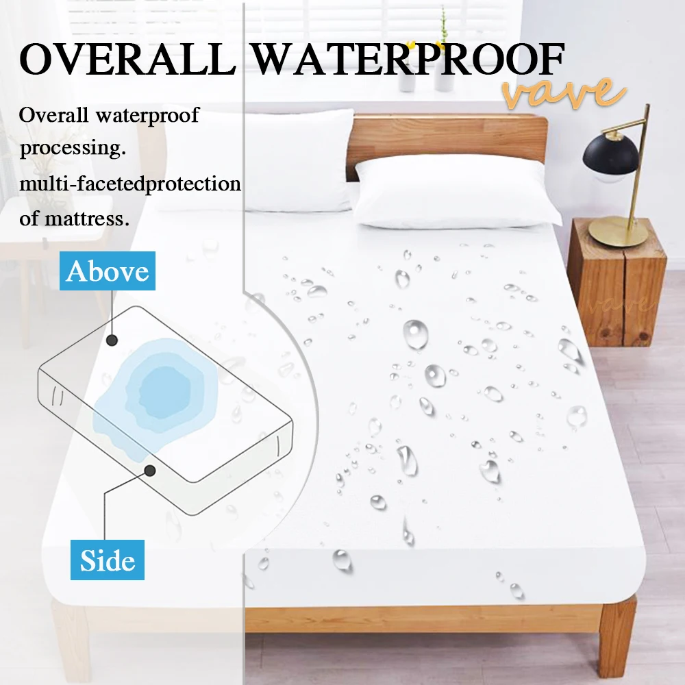 100% Waterproof Fitted Bed Sheet with Elastic Band Anti-slip Cover Mattress Protector for Single Double King Queen160 180 200