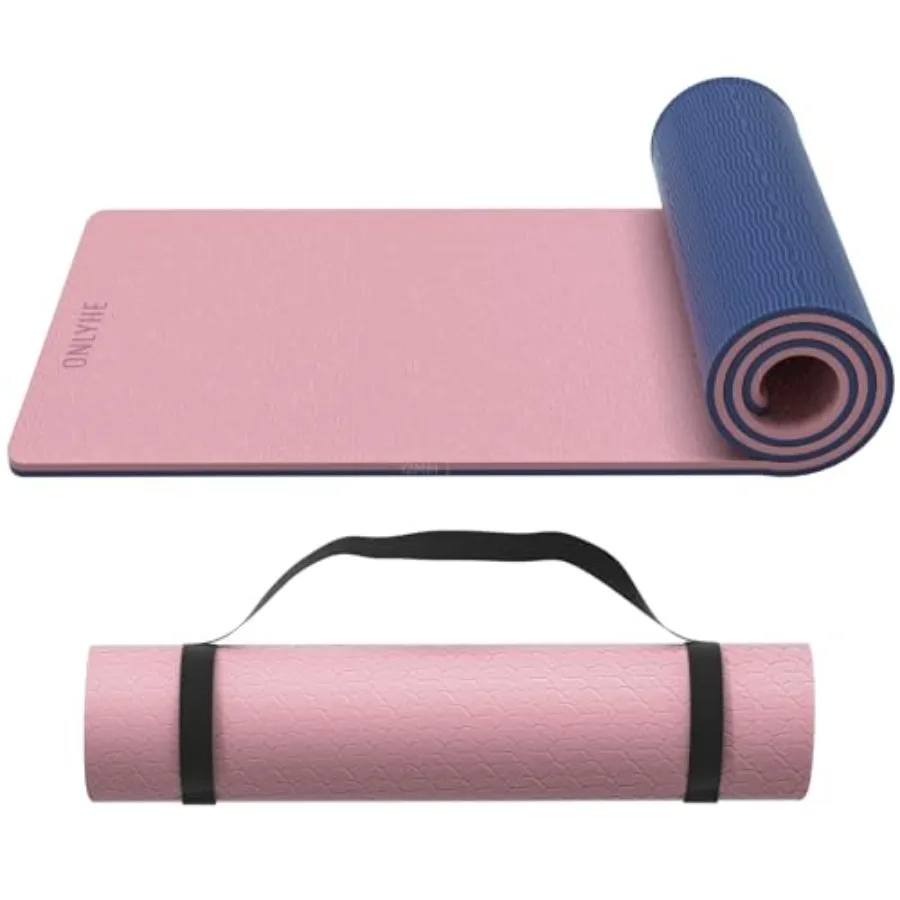 

Extra Thick 12mm TPE Yoga Mat with Strap Non-slip for Gymnastics Pilates Home Workout Gym Floor Fitness in Black