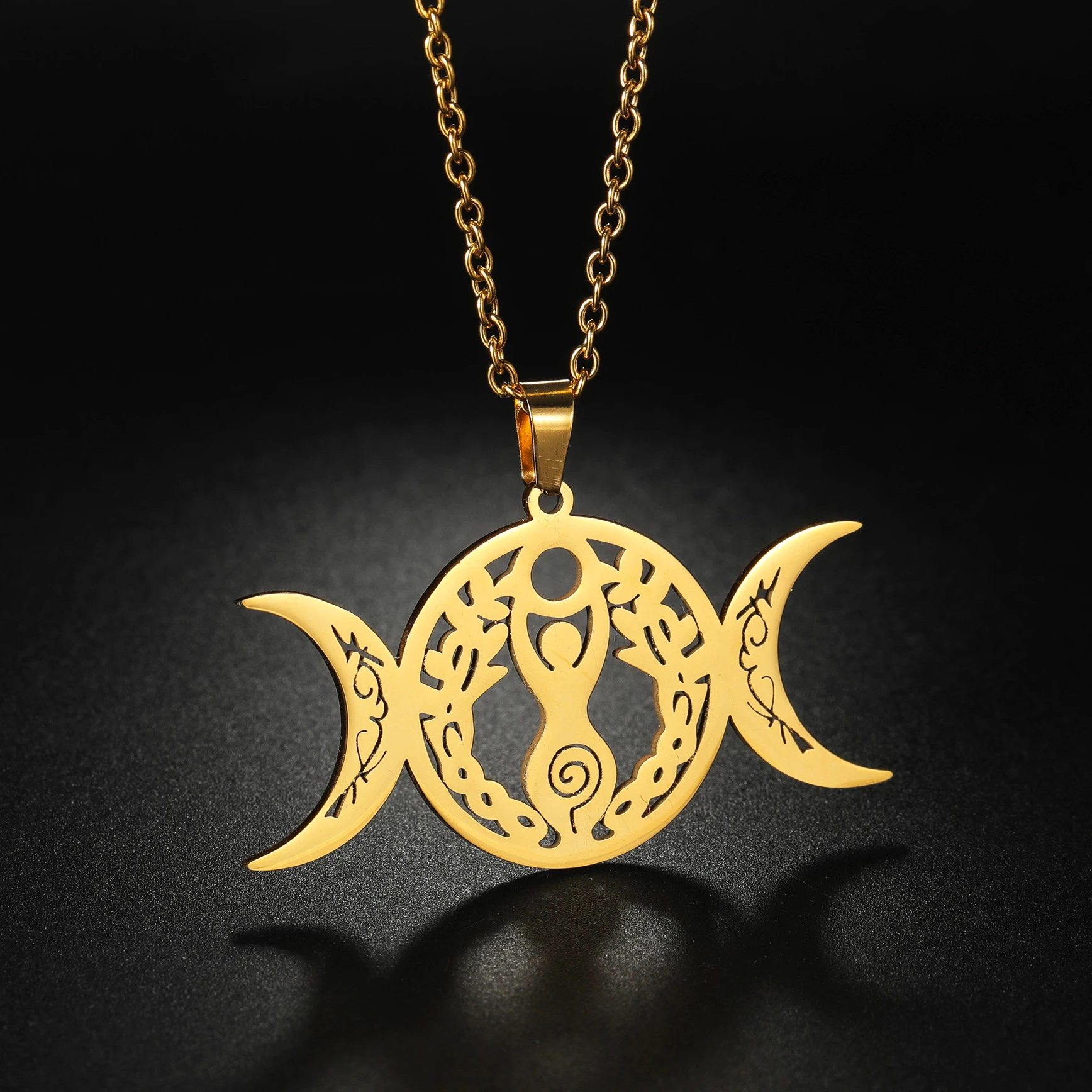 MeMolissa Islamic Mosque Muslim Crescent Moon Necklace for Women Men Stainless Steel Quran Islam Religious Jewelry chaine homme