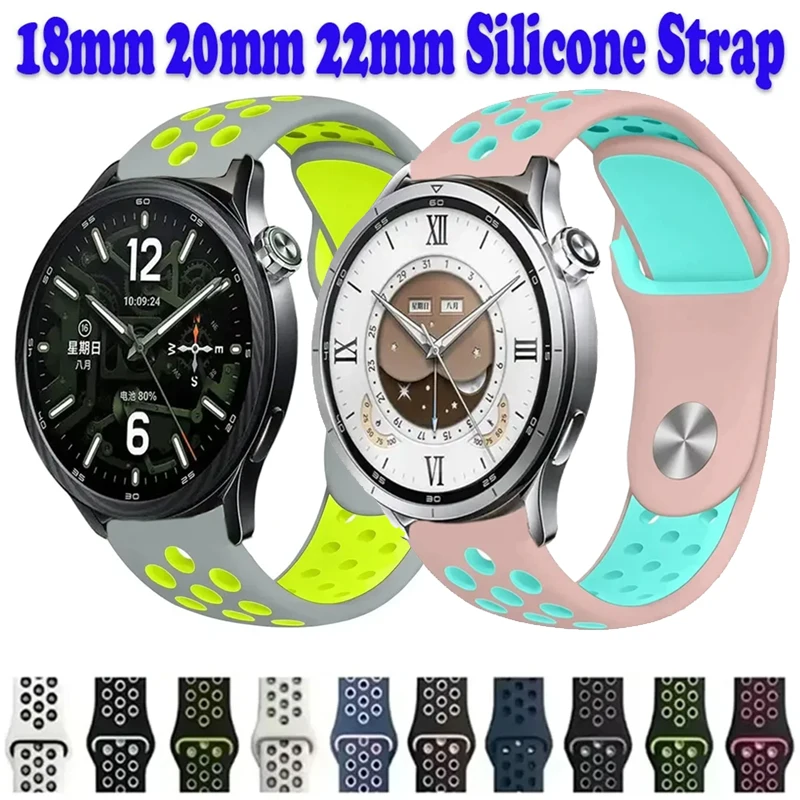 18/20/22mm Soft Silicone Strap for Xiaomi Watch S5-4-3 Breathable Comfortable Belt Oneplus 4/Lite/3/2 Amazfit Bip 6 5 Max Correa