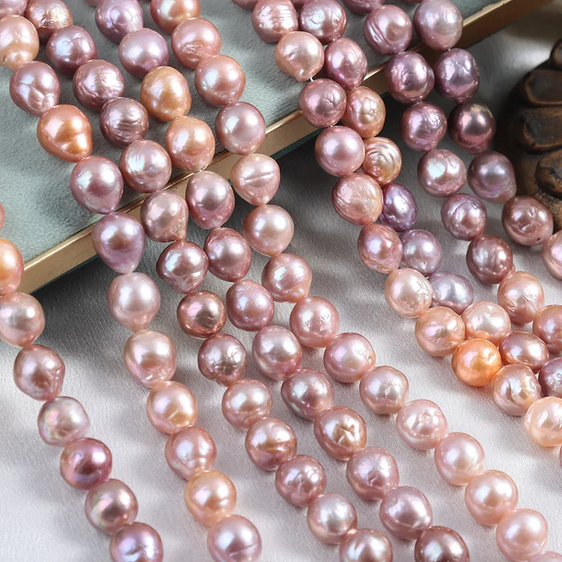 9-11mm colored Edison round bar natural pearl Baroque string, approximately 40cm in length, with 36 pieces