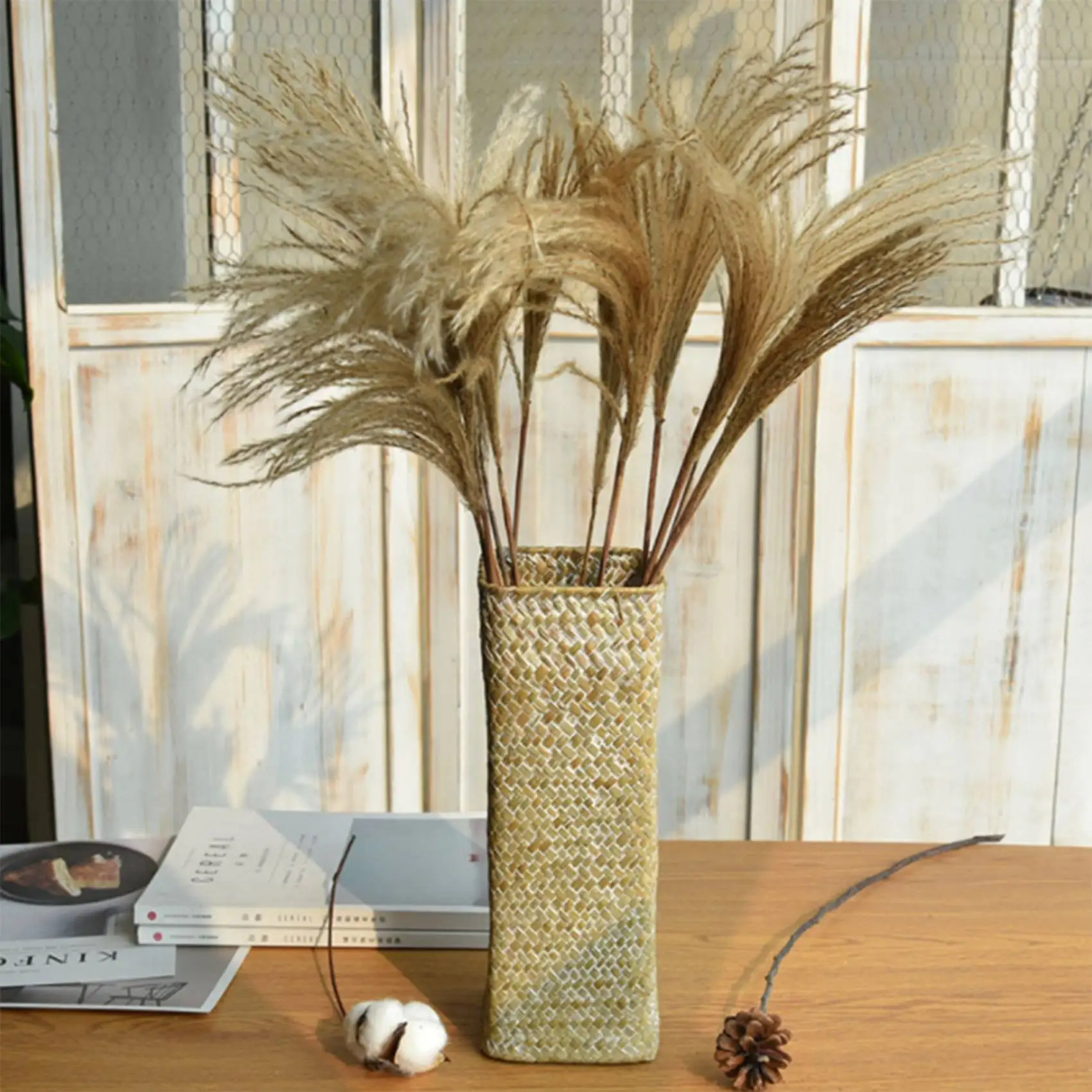 

Rattan Flower Vase Bamboo Baskets Decoration Vases Flower Fruit Basket Flower Vase Tall Vases for Home Decor White