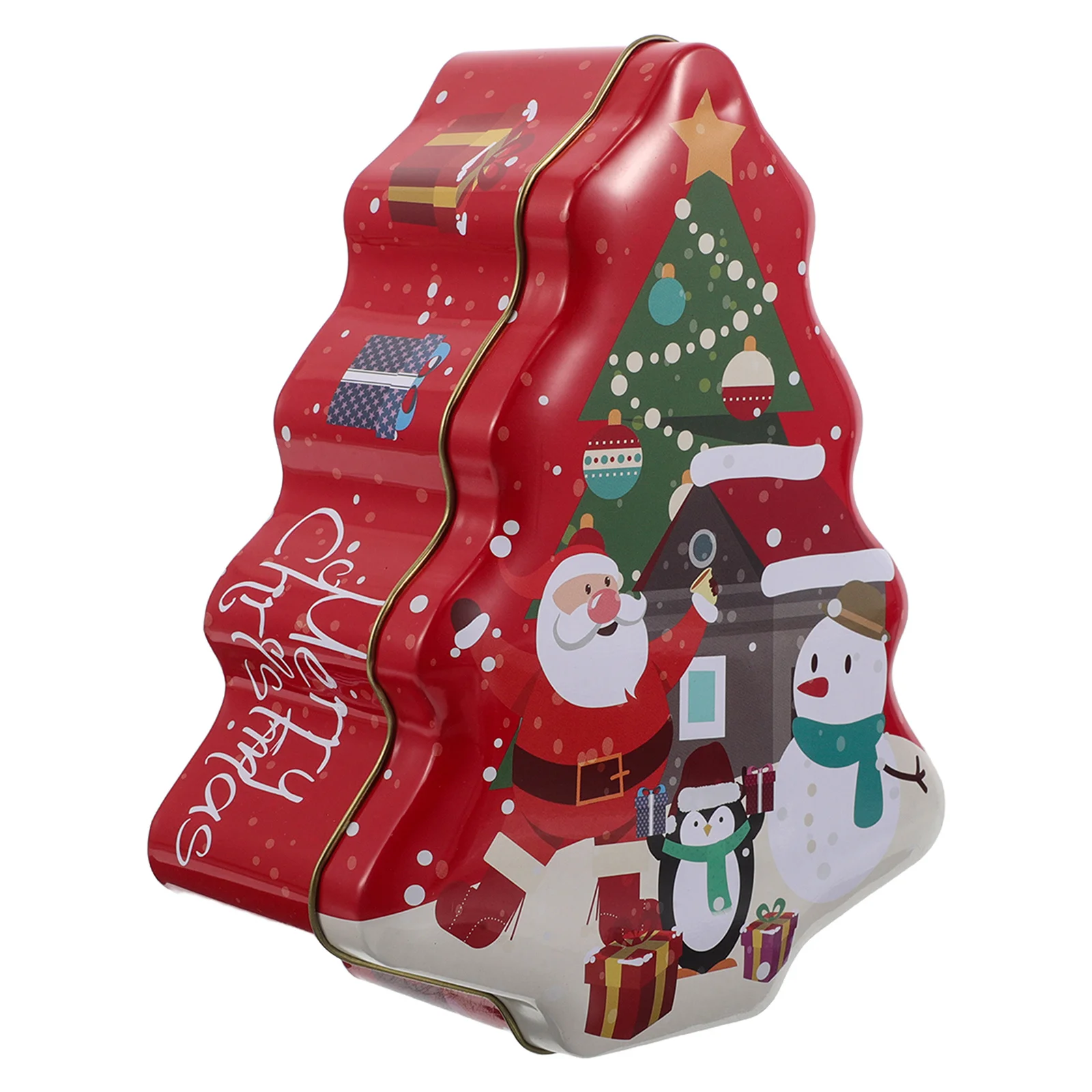 

1pcs Christmas Iron Box Tree Shaped Metal Cookie Tin Candy Storage Container Holiday Gift Biscuit Jar Xmas Party Favor Tin